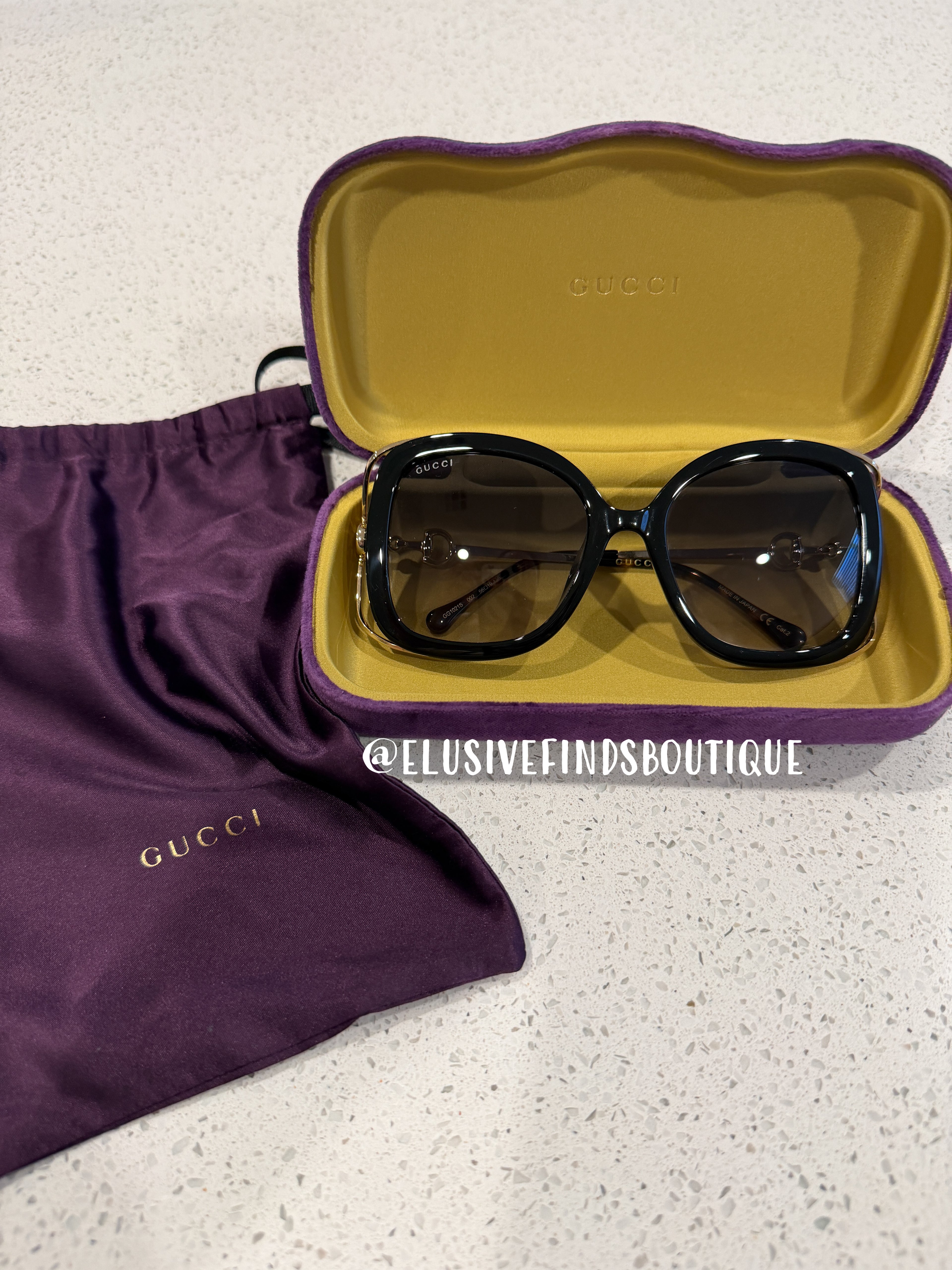 Gucci Black and Gold Butterly Sunglasses
