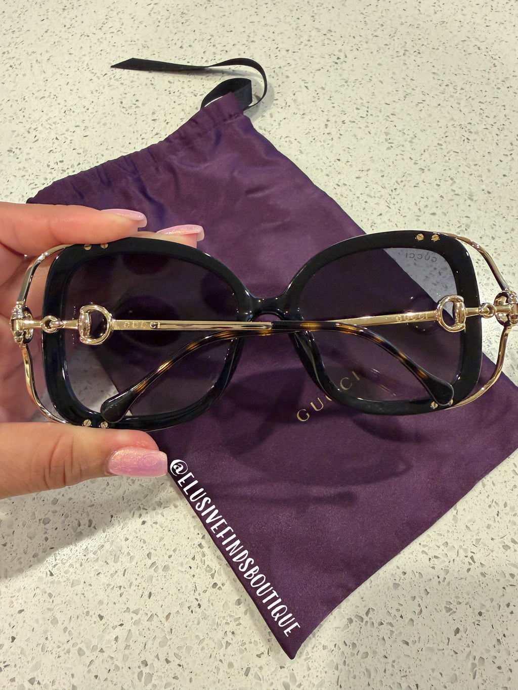Gucci Black and Gold Butterly Sunglasses