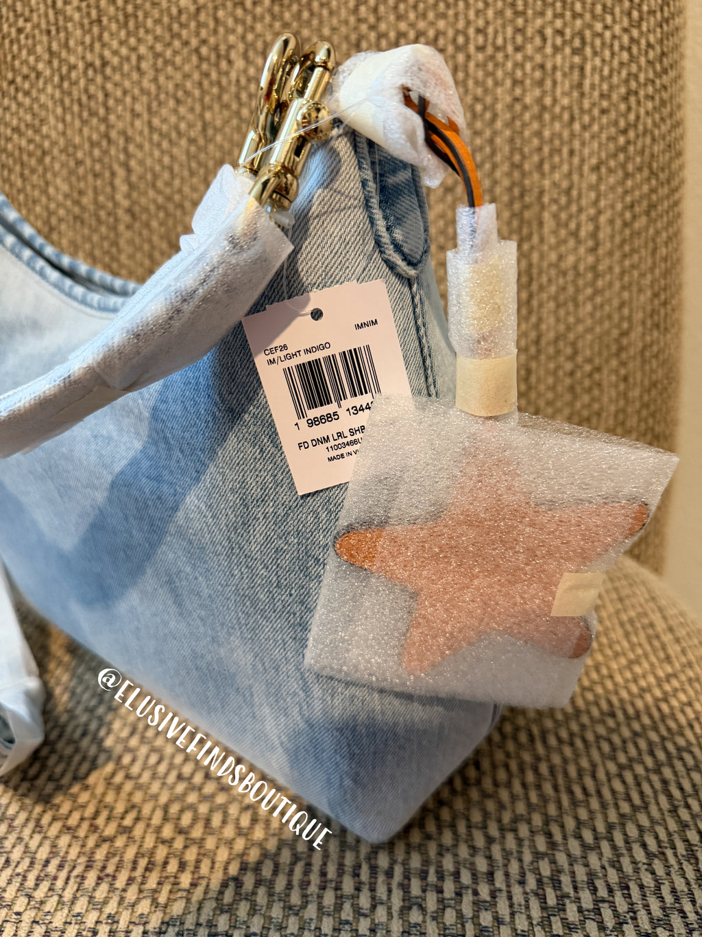 Coach Laurel Shoulder Bag In Loved Denim With Charms