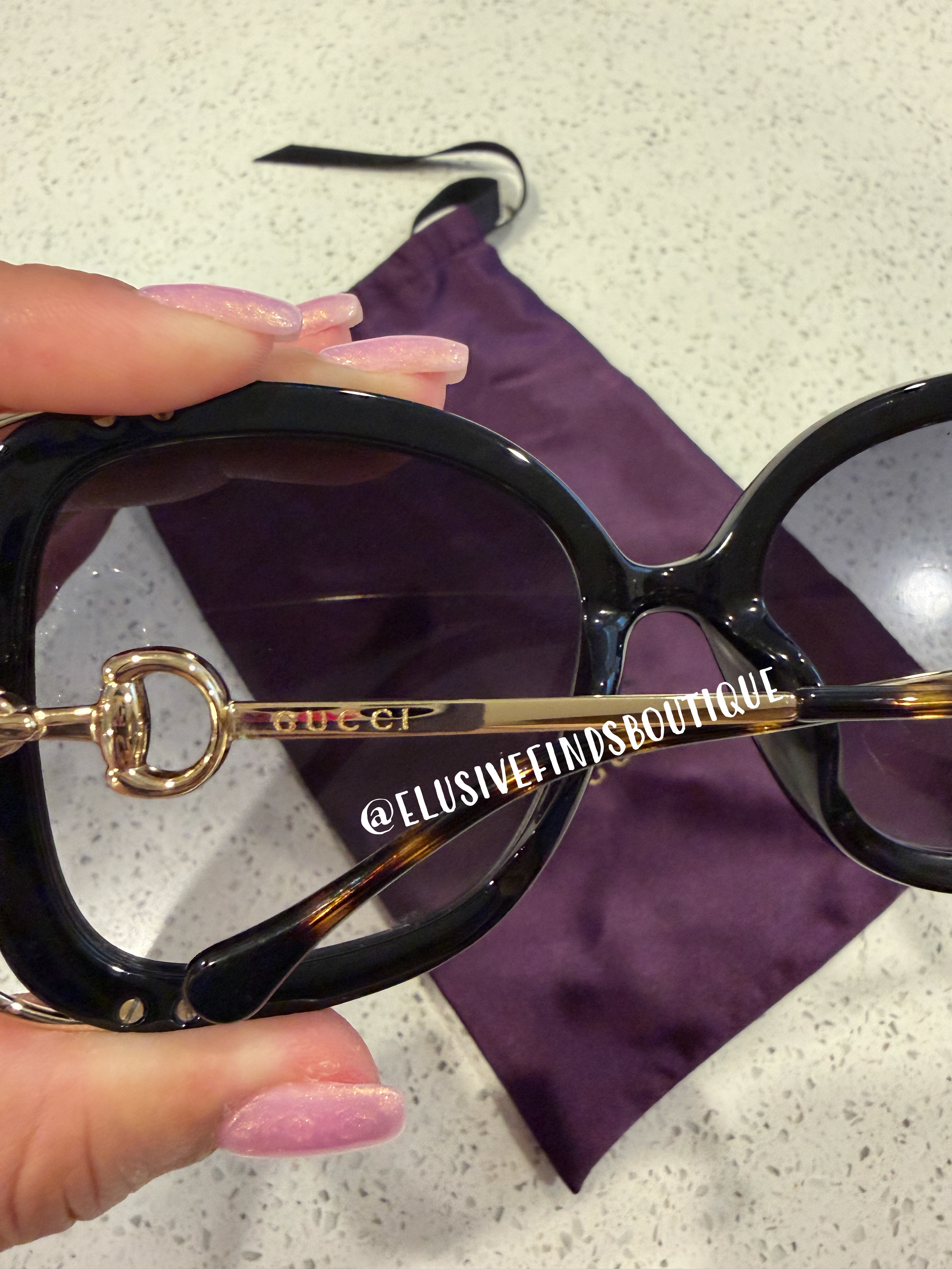Gucci Black and Gold Butterly Sunglasses
